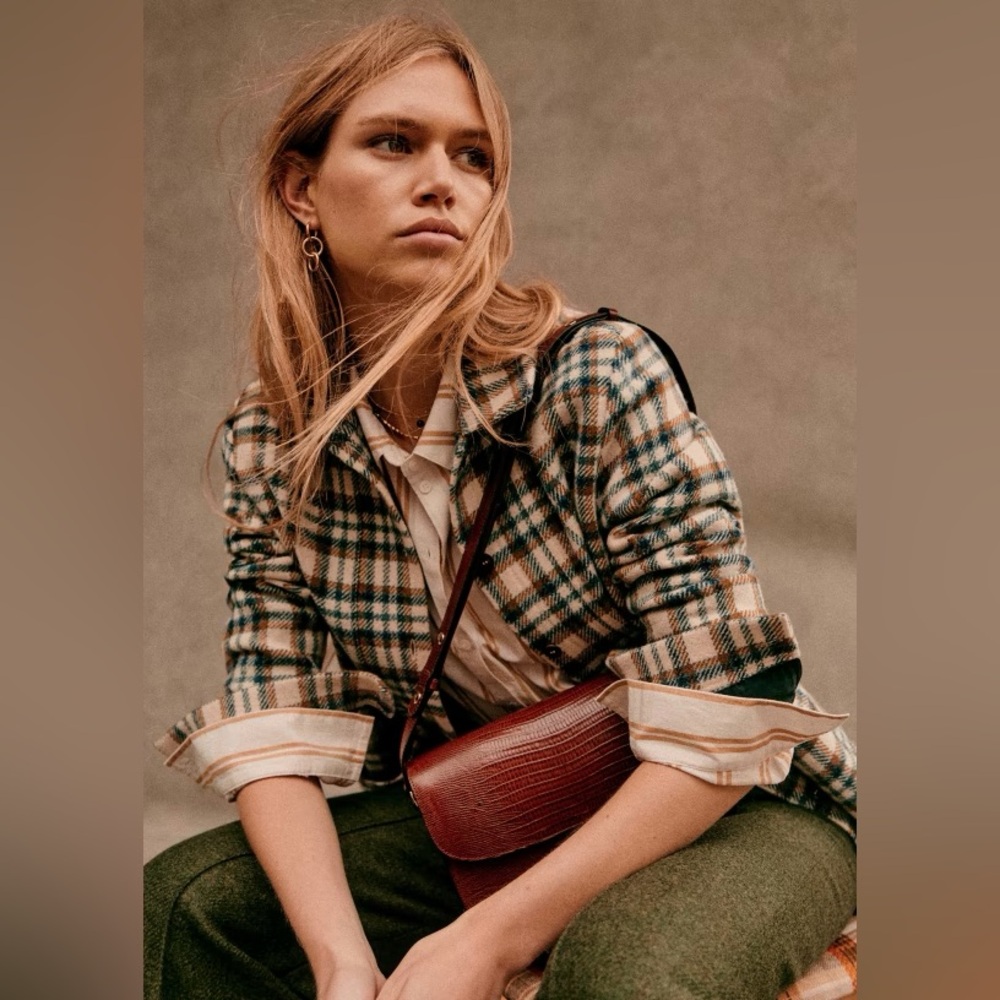 Sezane Will Jacket 100% Wool Blue Ochre Size M - Picture 2 of 6